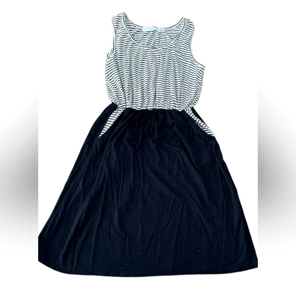 A. Ok Coevolution Women’s Casual Dress, Size Medium, White Black Striped